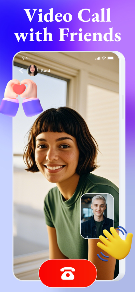 Mette 앱에서 1:1 영상 통화를 하는 두 젊은 사람