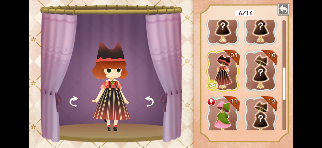 Escape game:Stray Cat Doors 3 - Pantalla de personalización y cambio de vestuario de personajes en el juego Stray Cat Doors 3.