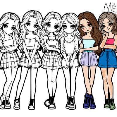 a group of girls realistic