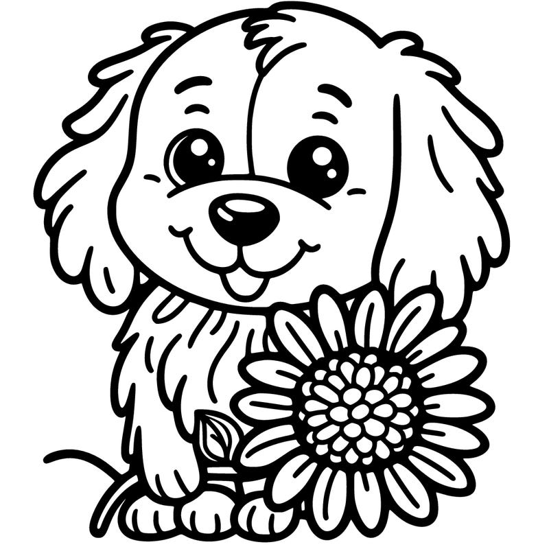 dog with a sunflower