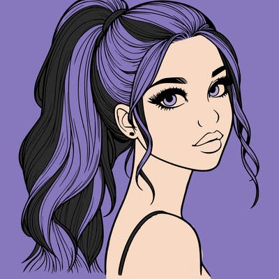 realistic pretty girl with high pony tail