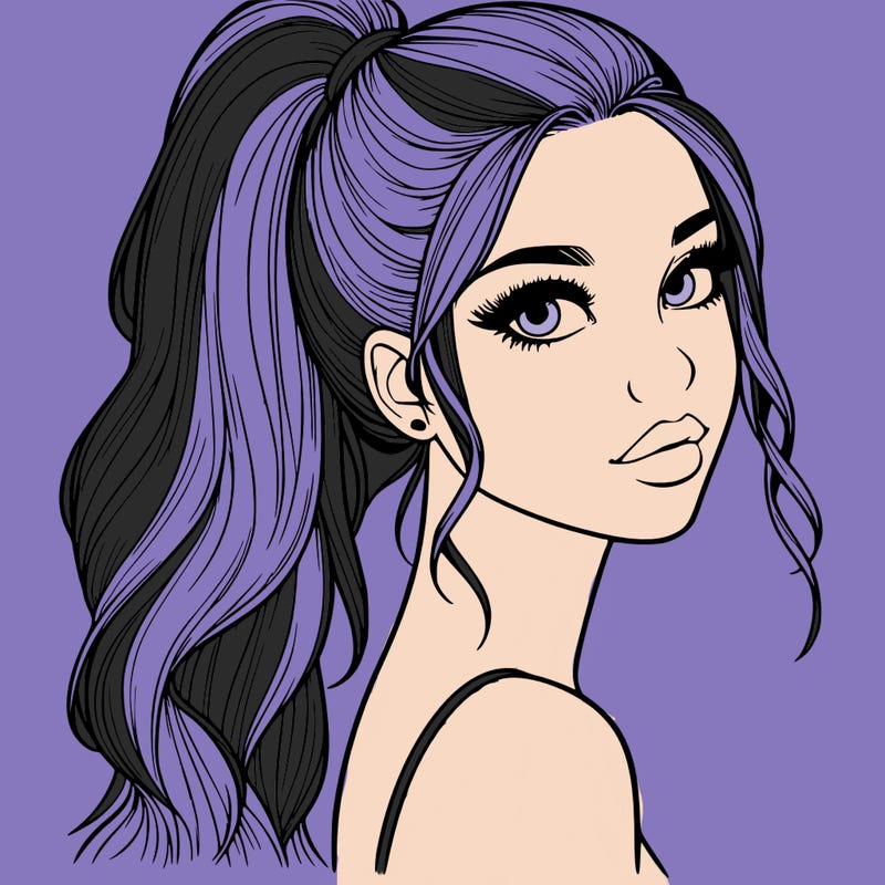 realistic pretty girl with high pony tail