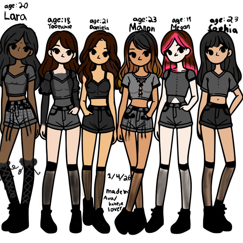 a group of girls wearing crop tops and shorts