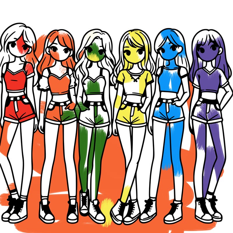 a group of girls wearing crop tops and shorts