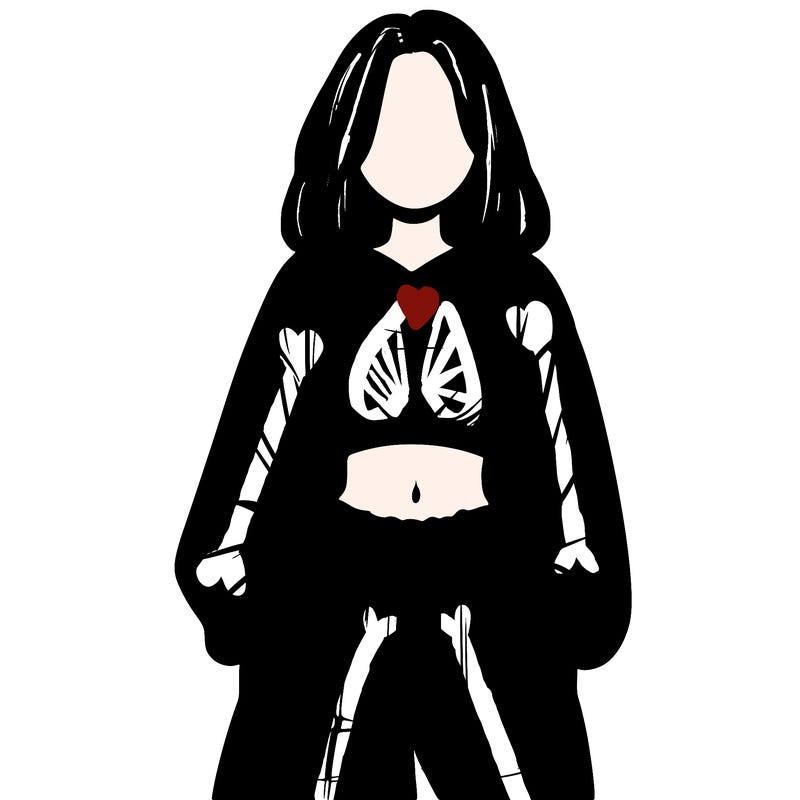 realistic girl faceless with baggy pants and a crop top