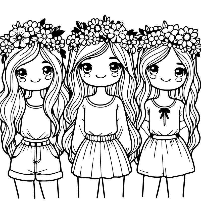 three girls with flower crowns