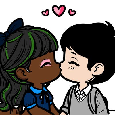boy and girl kissing