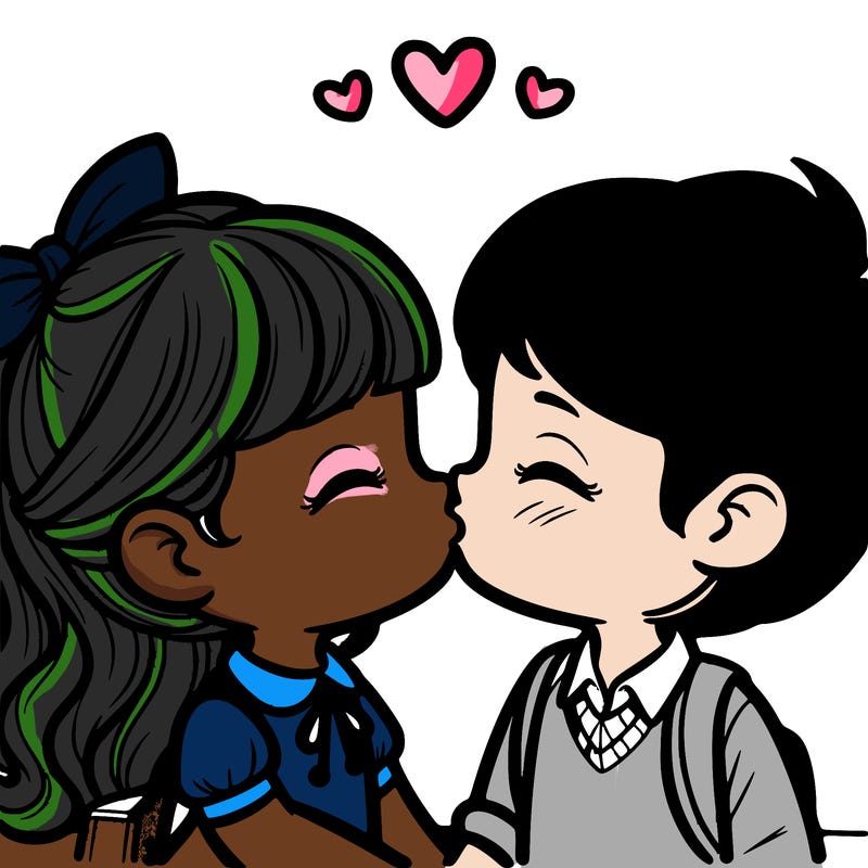 boy and girl kissing