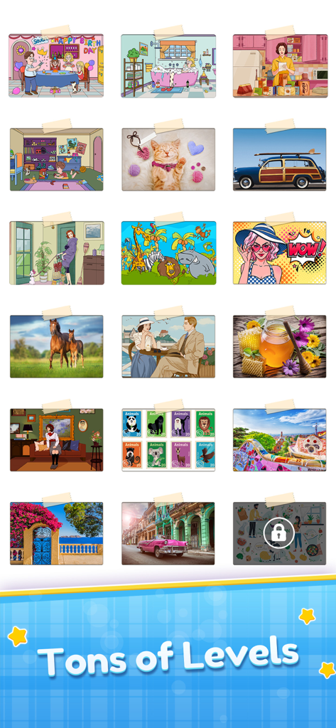 Find the Differences: Spot Fun - Find the Differences Spot Fun 앱의 다양한 테마 사진 퍼즐 레벨 모음