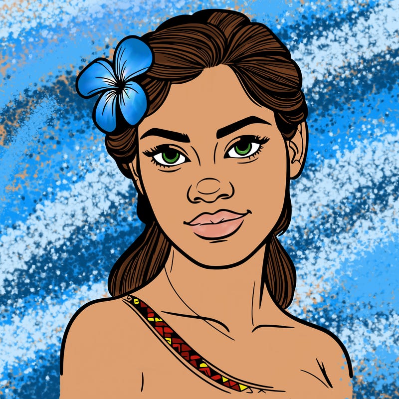 a realistic polynesian woman with a samoan pacific look and a taupou