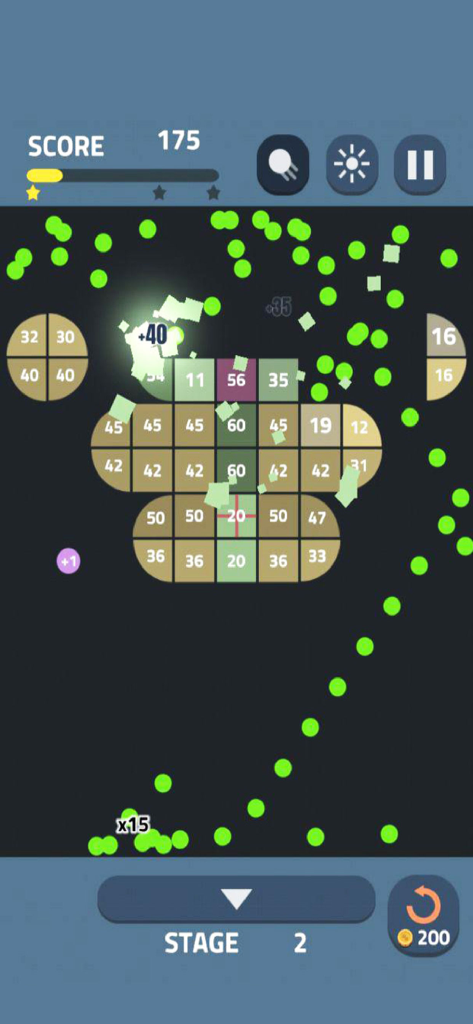 Bricks Master Legend - Bricks Master Legend game screen showing a chain of balls breaking numbered bricks