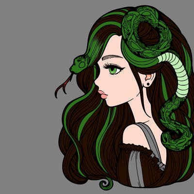 girl with snake hair realistic