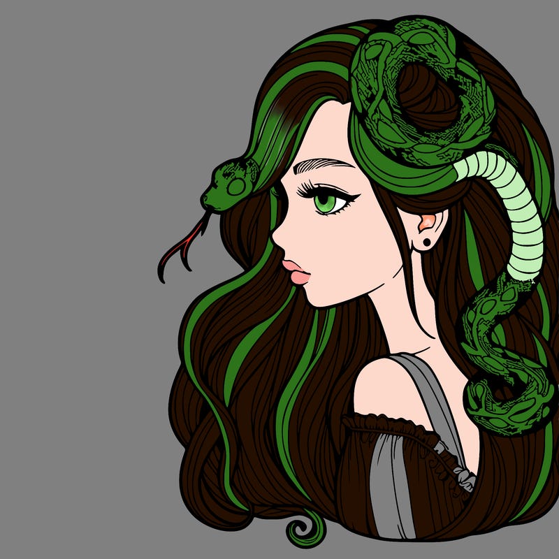 girl with snake hair realistic
