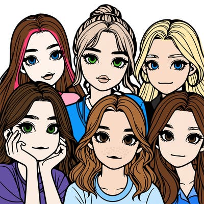 a group of girls realistic