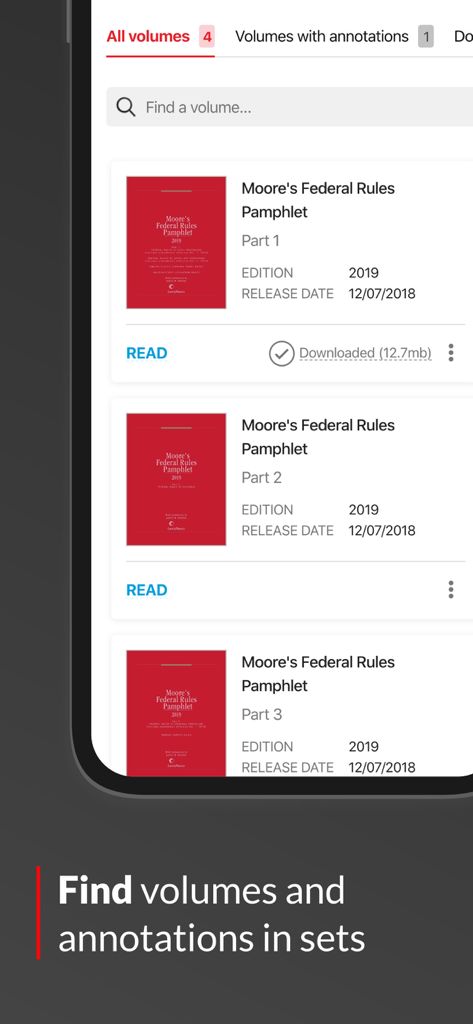 LexisNexis® Digital Library - Interface de l'application LexisNexis Digital Library montrant une liste de volumes juridiques et une barre de recherche pour trouver des livres par ensembles