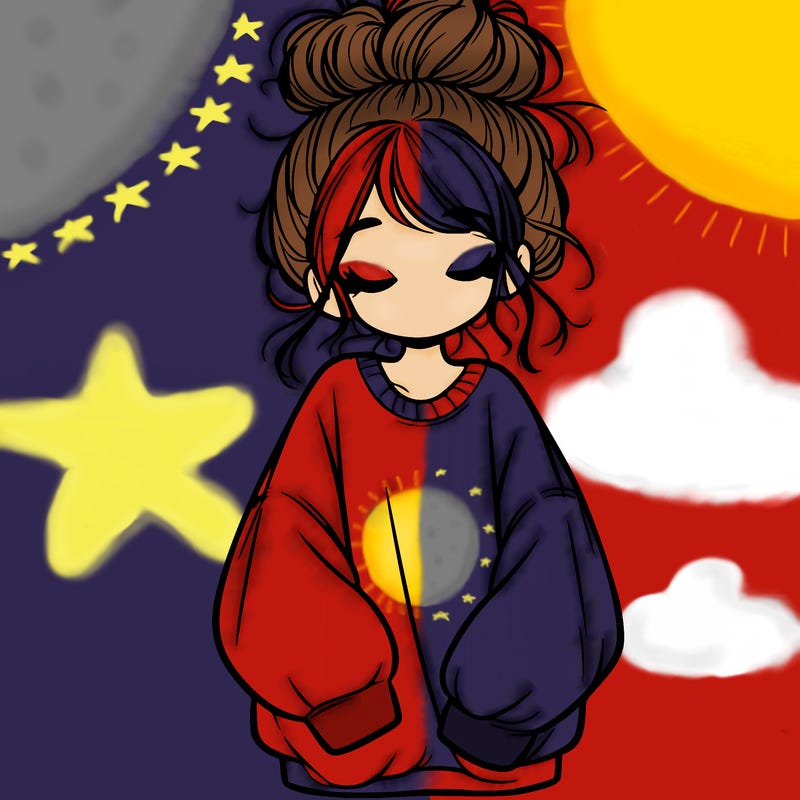 girl with baggy sweatshirt and messy bun