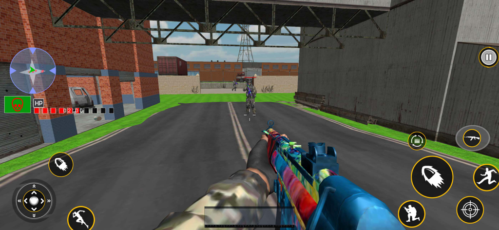 FPS Strike Ops : Modern Arena - First person shooter gameplay in FPS Strike Ops Modern Arena showing a soldier aiming a rifle