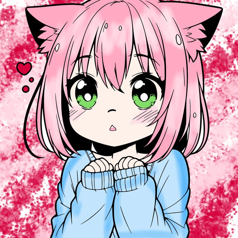 shy anime catgirl
