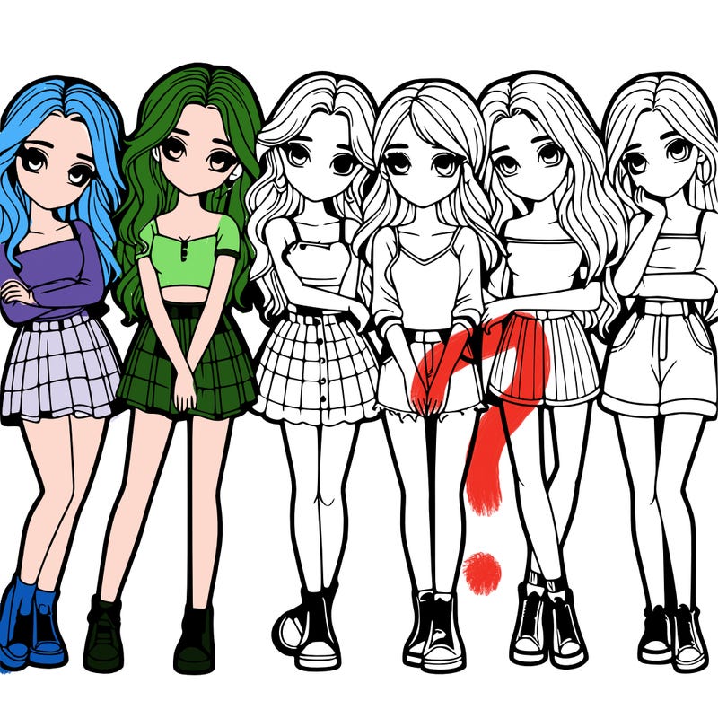 a group of girls realistic