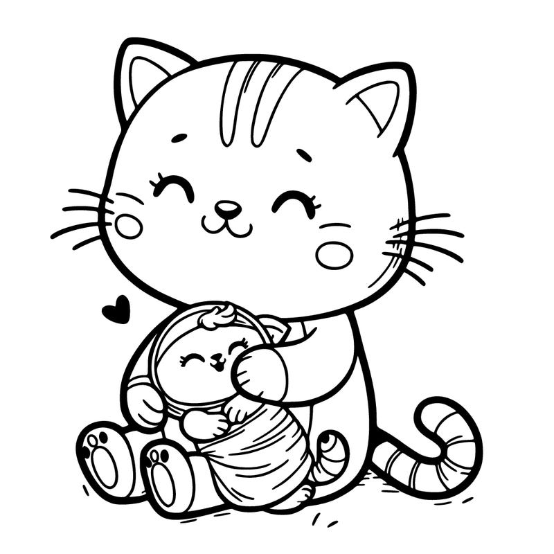 cute cat cuddling a baby