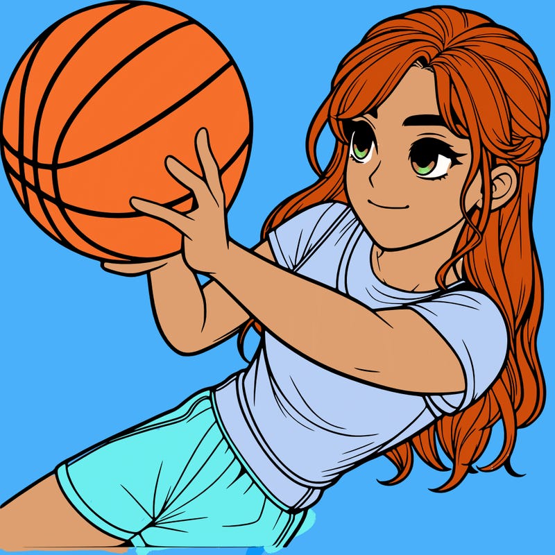 realistic girl playing basketball