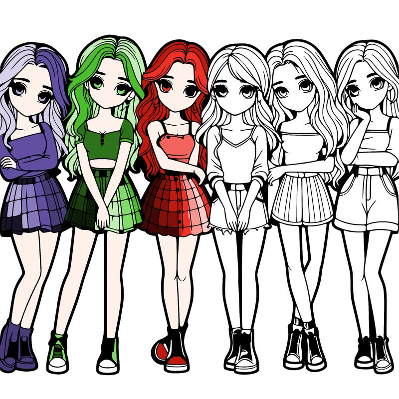 a group of girls realistic