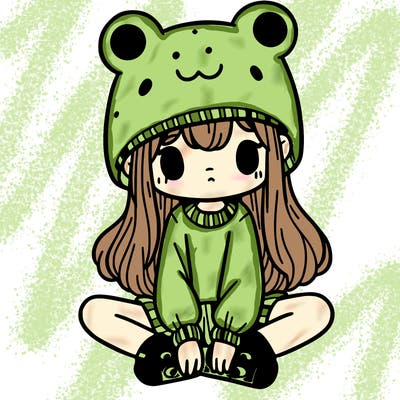 a girl wearing a frog hat and some frog socks