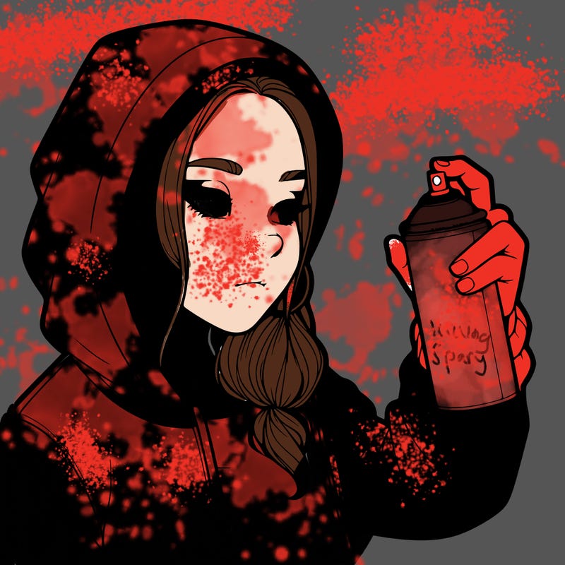 a realistic girl, spray painting