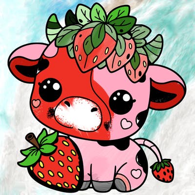 cute strawberry cow