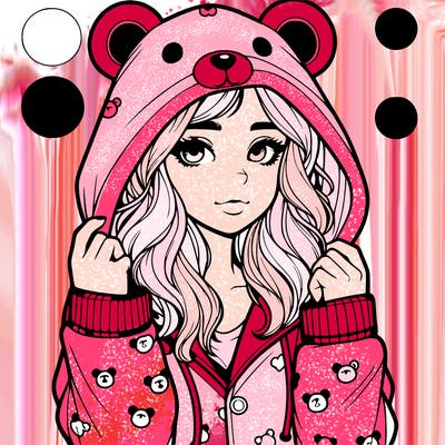 realistic girl in a animal pjs hoodie