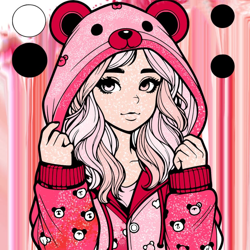 realistic girl in a animal pjs hoodie