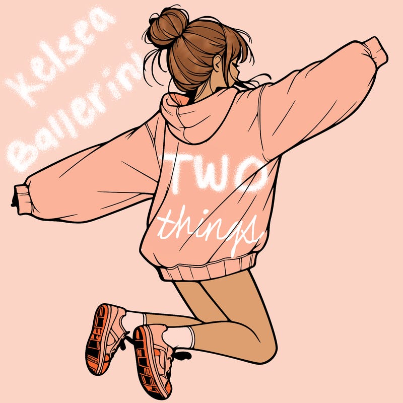 realistic girl jumping with a bun and oversized sweatshirt