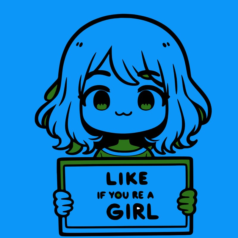 a cute girl holding a sign that says like if you’re a girl
