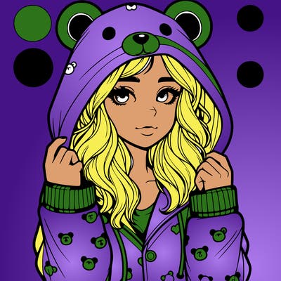realistic girl in a animal pjs hoodie