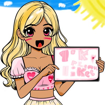 realistic pretty girl holding blank sign