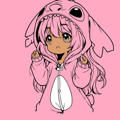 anime girl in a stitch onsie