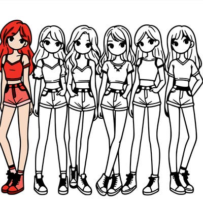 a group of girls wearing crop tops and shorts