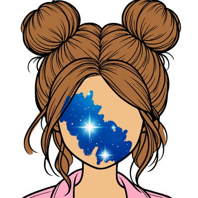 realistic girl with buns on the top of her hair