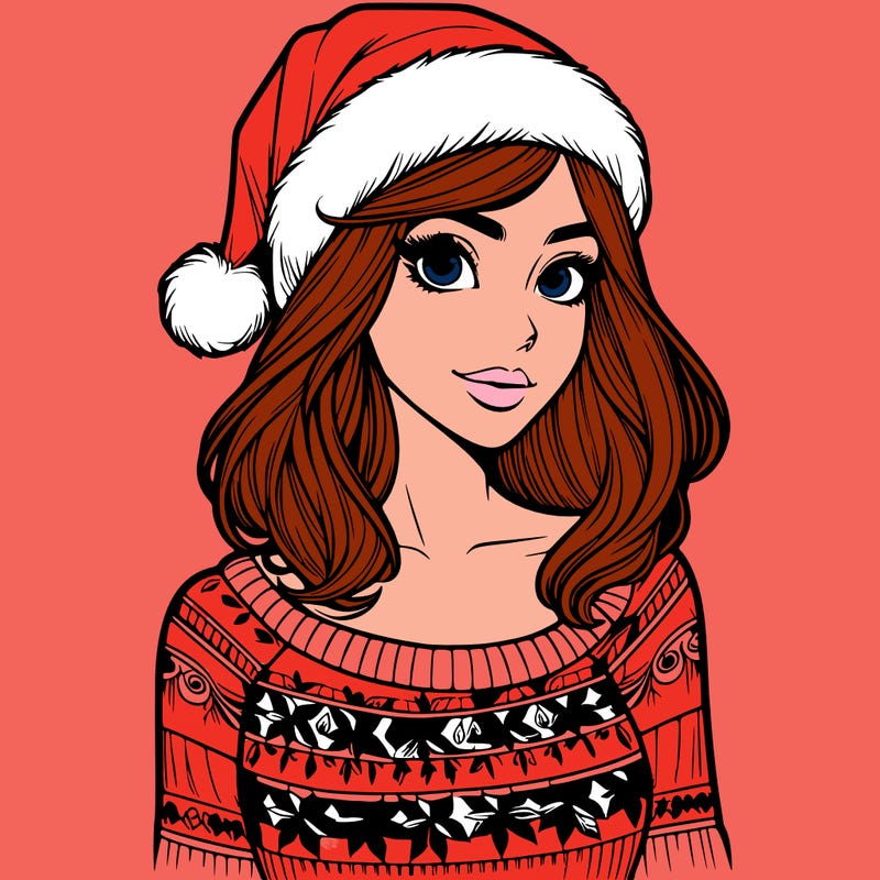 realistic lady in a christmas sweater