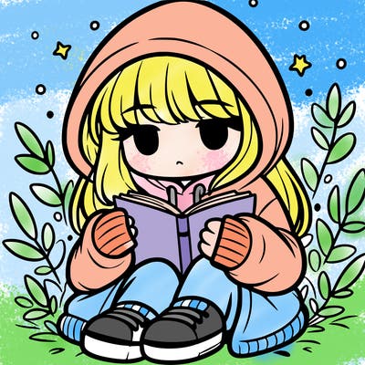 girl in oversized hoodie reading a book