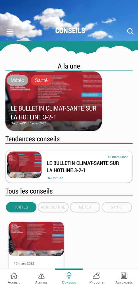 Météo Madagascar Officielle - Ratschlagsbereich der Meteo Madagascar App mit Wetter- und Gesundheitstipps