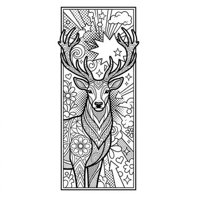 Dive into the exciting world of Pop Art with this unique coloring bookmark featuring a majestic deer. Its bold outlines and dynamic patterns make for an engaging artistic project, perfect for marking your favorite reads.