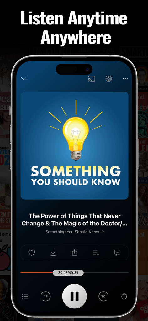 Mobile phone screen showing the Castbox podcast player playing a productivity podcast episode