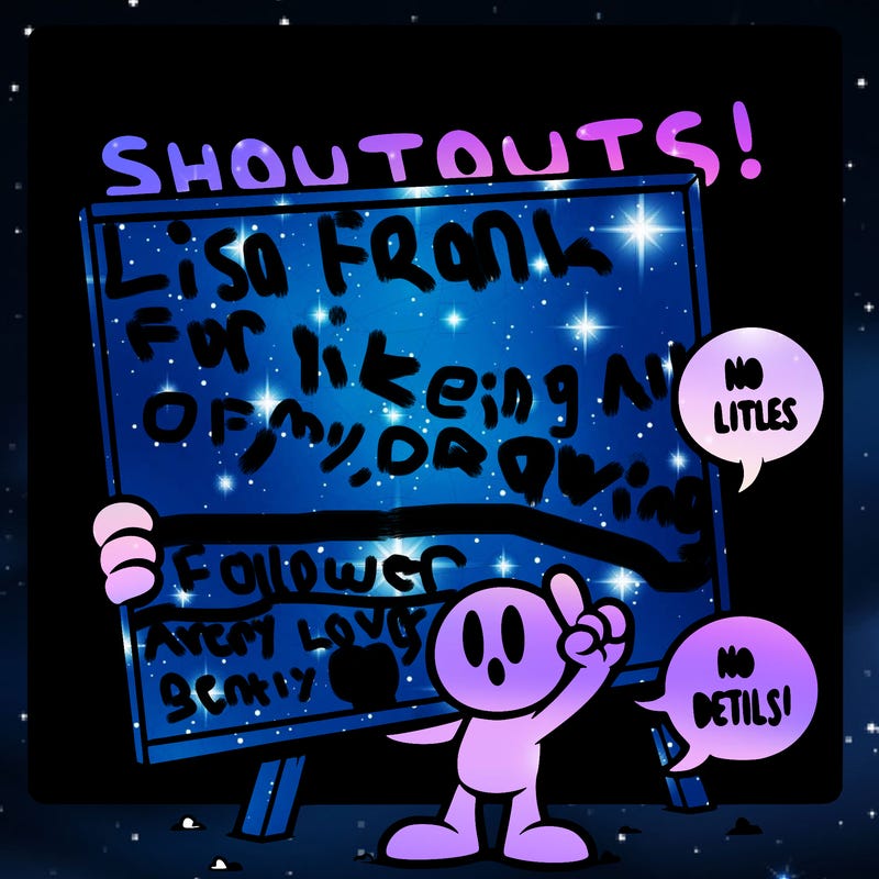 blank canvas that says above it shoutouts