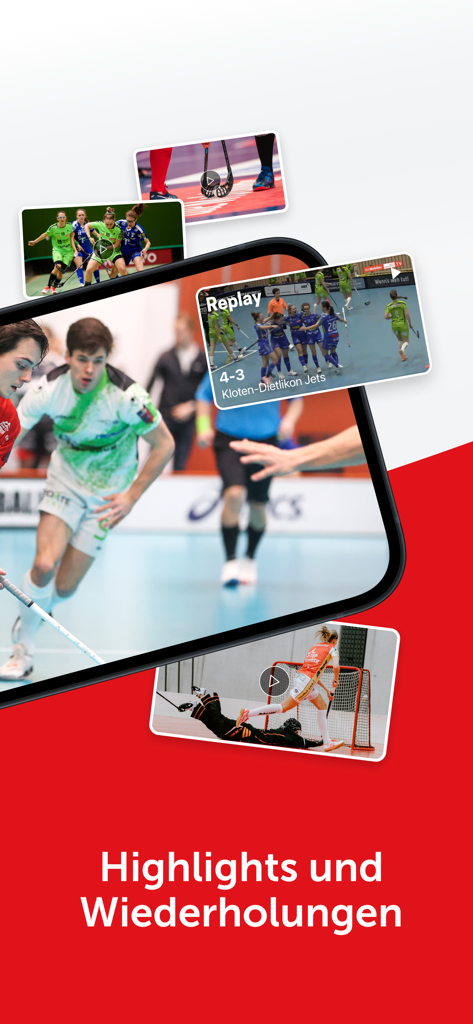 swiss unihockey hub - Floorball game highlights and replays shown on the swiss unihockey hub mobile app