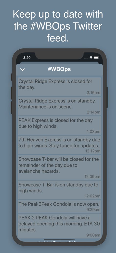 PowDay - Real-time Whistler Blackcomb lift and gondola status updates in the PowDay app