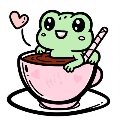 cute frog in a tea cup