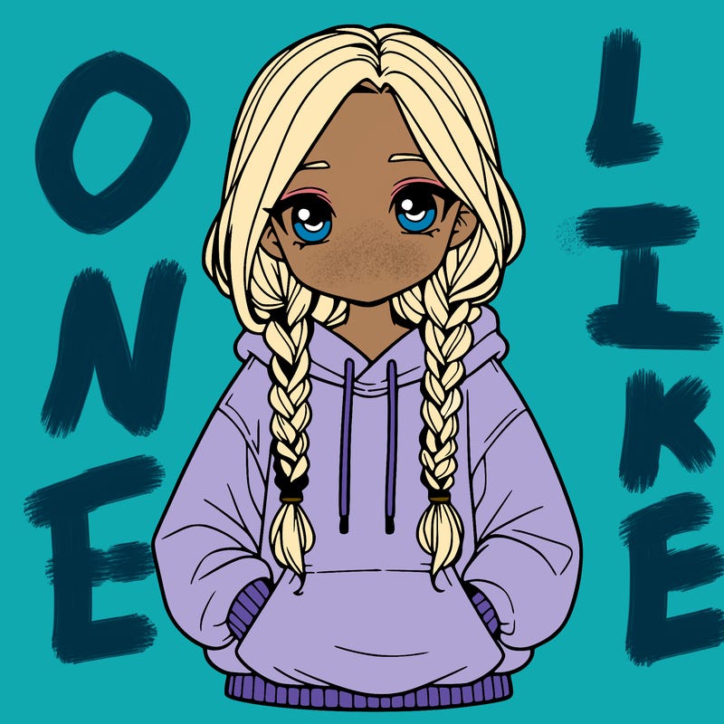 a realistic girl with a oversized hoodie and she has braids