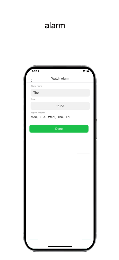 Kiddo Connect - Interface for setting a remote alarm on a child's smartwatch using the Kiddo Connect app