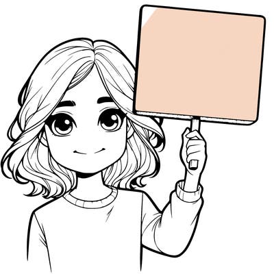 realistic girl holding up a sign